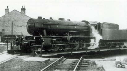 41. Locomotive on Turntable at Mirfield Shed.